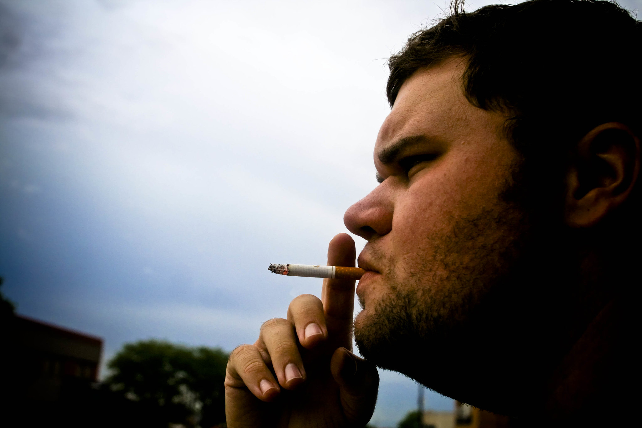 Man smoking a cigarette