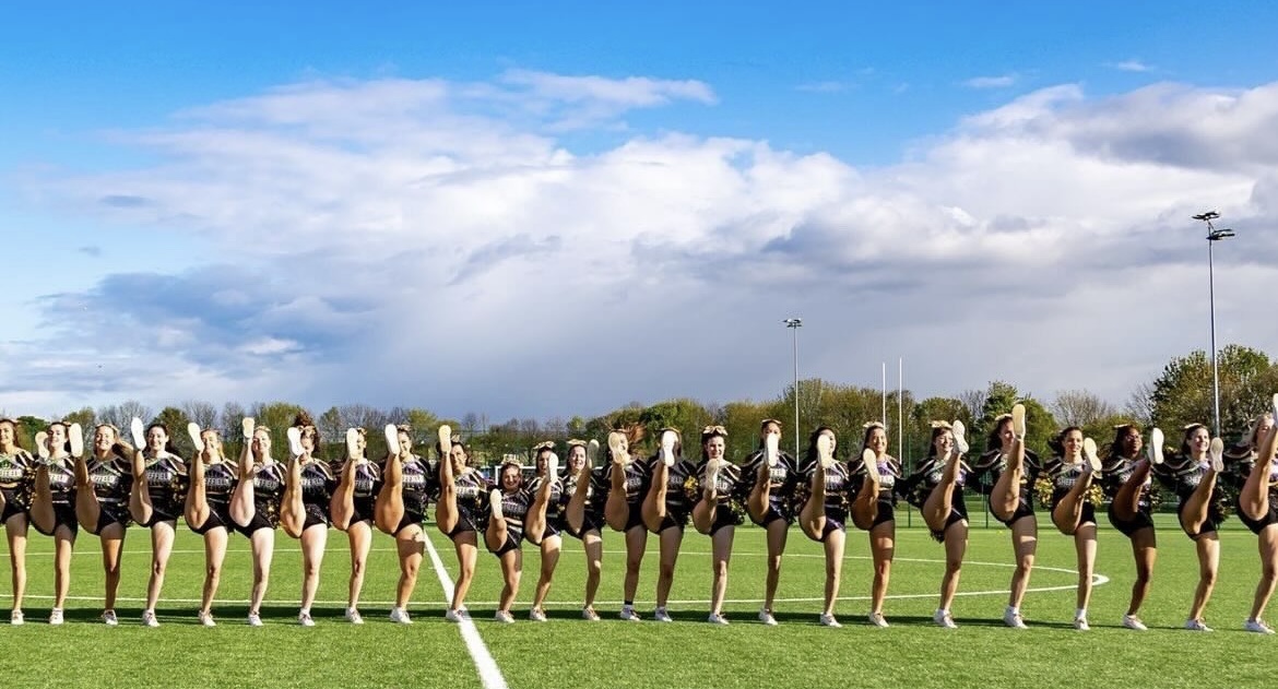 University of Sheffield pom cheer team 'Mercury' performing and supporting the sports teams.