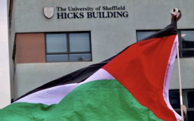 Students gather on University campus to protest for freedom of people of Palestine