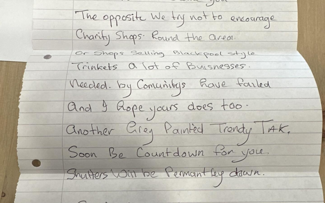 Charity shop ‘blown away’ by worldwide support after receiving horrible letter from residents