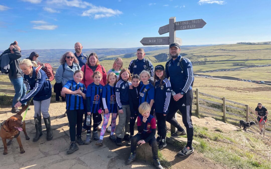 U10’s girls football team smashes fundraising target with sponsored hike around Mam Tor