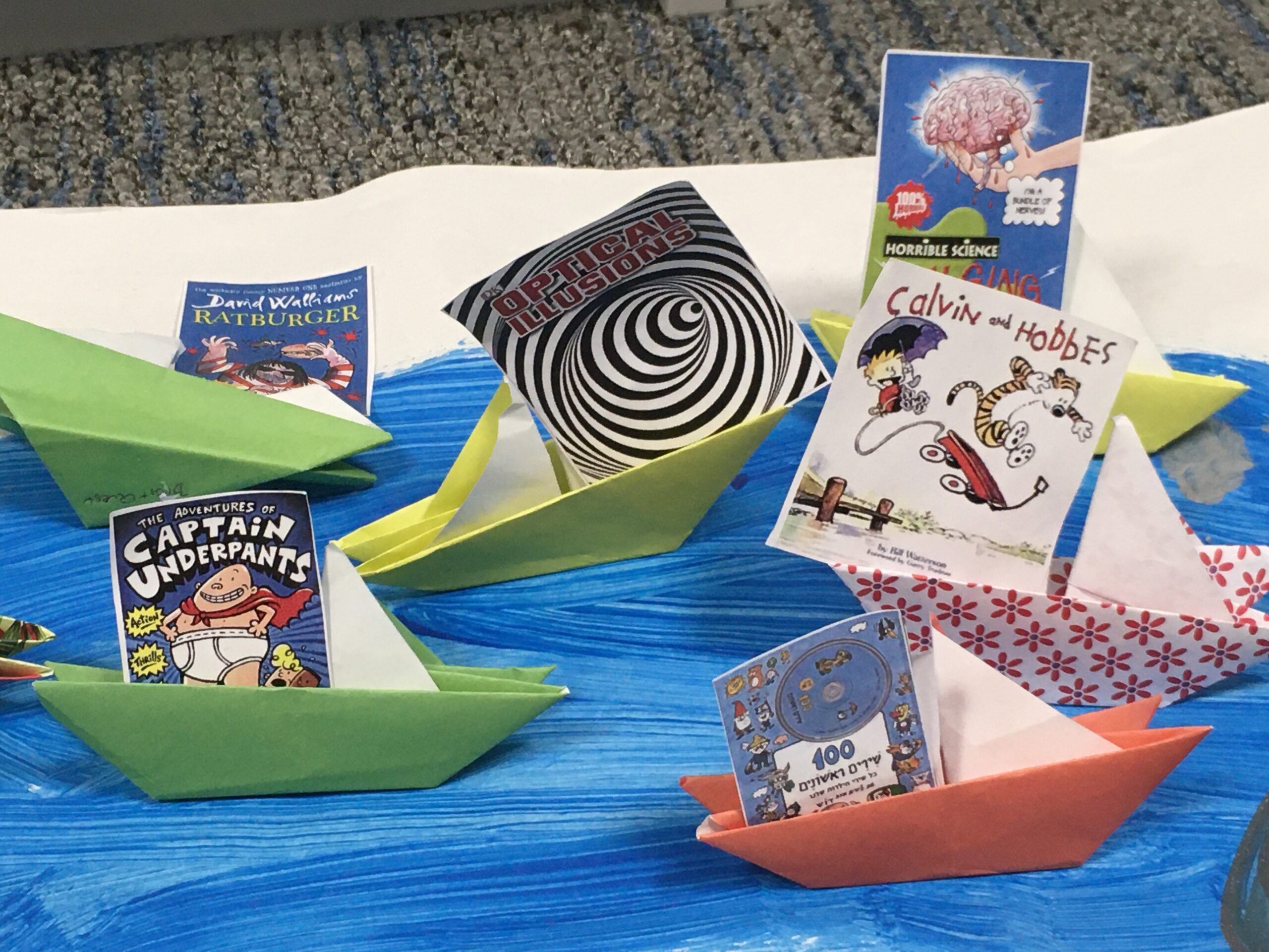 pictures of books in boats.