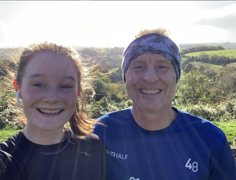 Lucy curtis and her father Stuart out for a run