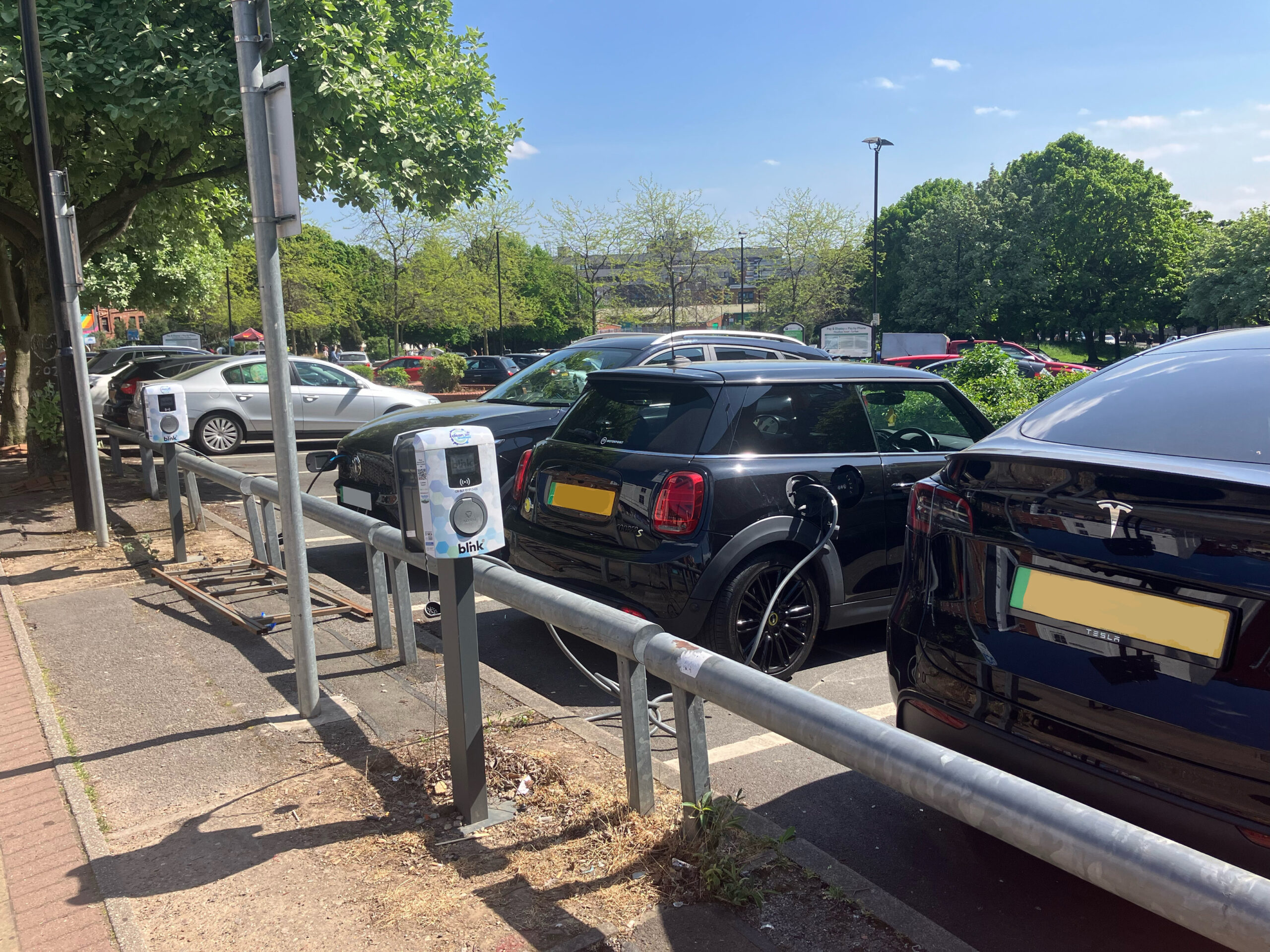 Car park in Sheffield City Centre, Electrical Vehicle charging point.