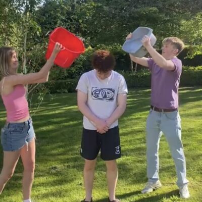 Sheffield students take part in viral “ice bucket challenge” for mental health charity.