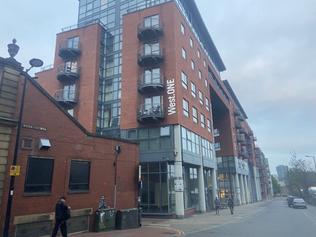 The exterior of West One, the block of flats residing next to Fitzwilliam Street