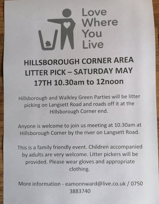 Sheffield Greens announce Hillsborough Litter Pick