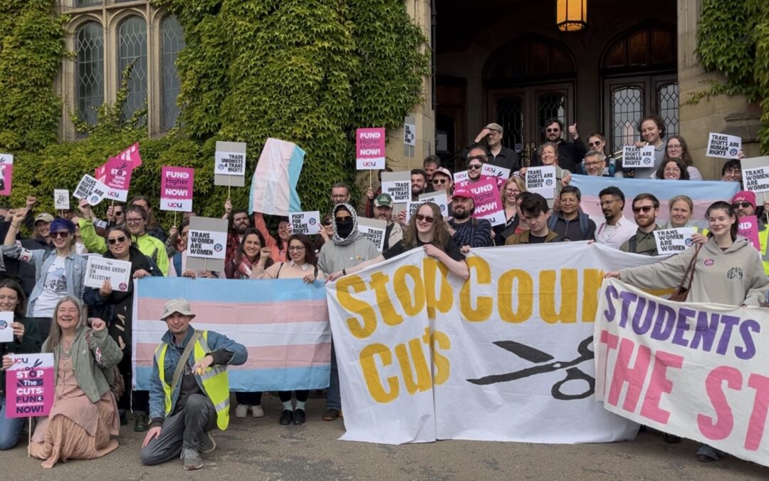 Picket line protesters fight for better pay and transgender rights