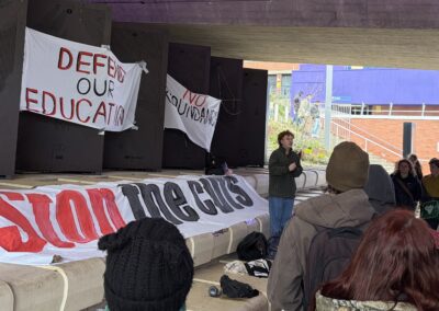 Students from both universities in Sheffield united against financial cuts during a protest
