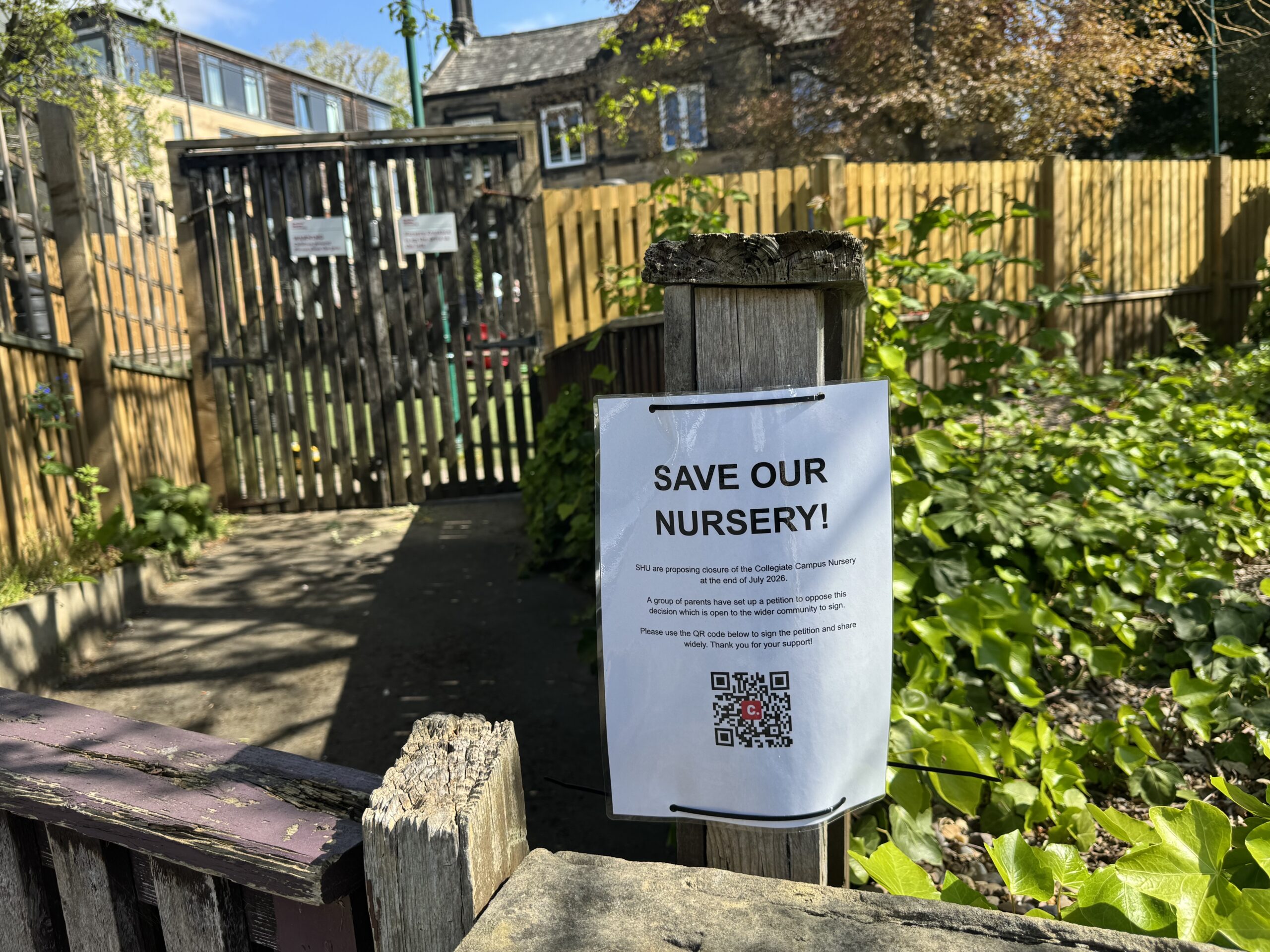 Image of a poster stating save our nursery